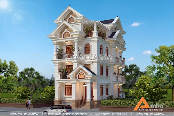 Nét mới lạ trong thiết kế biệt thự 5 tầng tân cổ điển BT52250