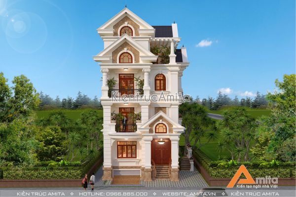 Nét mới lạ trong thiết kế biệt thự 5 tầng tân cổ điển BT52250