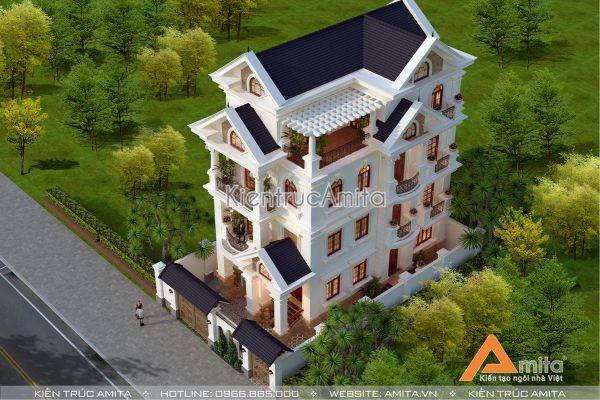 Nét mới lạ trong thiết kế biệt thự 5 tầng tân cổ điển BT52250