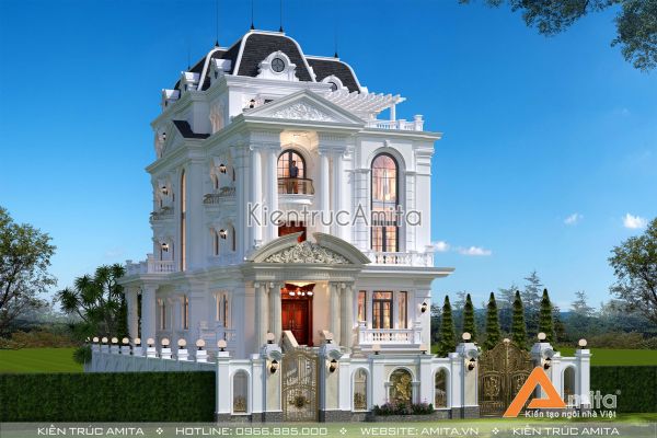 Mẫu dinh thự biệt thự kiểu Pháp đẹp 5 tầng tại Lạng Sơn BT52259