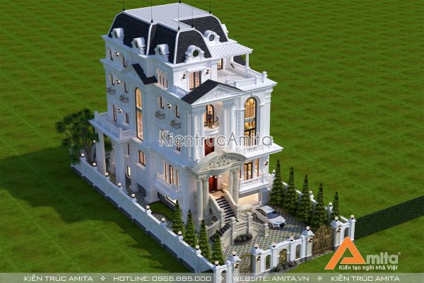 Mẫu dinh thự biệt thự kiểu Pháp đẹp 5 tầng tại Lạng Sơn BT52259