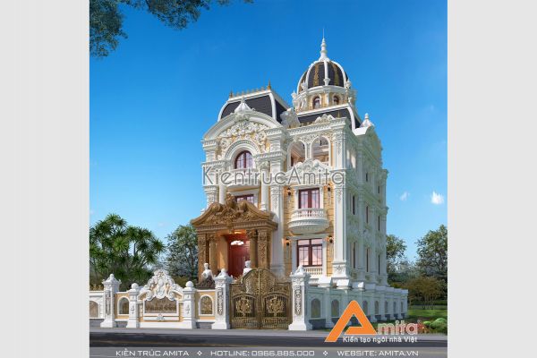 Mẫu biệt thự lâu đài tân cổ điển 5 tầng đẹp tại Phú Thọ BT52297
