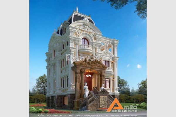 Mẫu biệt thự lâu đài tân cổ điển 5 tầng đẹp tại Phú Thọ BT52297