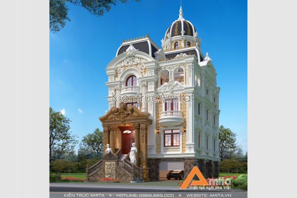 Mẫu biệt thự lâu đài tân cổ điển 5 tầng đẹp tại Phú Thọ BT52297