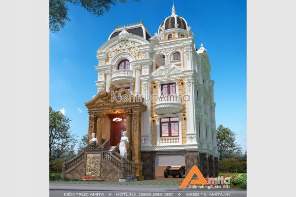 Mẫu biệt thự lâu đài tân cổ điển 5 tầng đẹp tại Phú Thọ BT52297