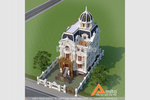 Mẫu biệt thự lâu đài tân cổ điển 5 tầng đẹp tại Phú Thọ BT52297