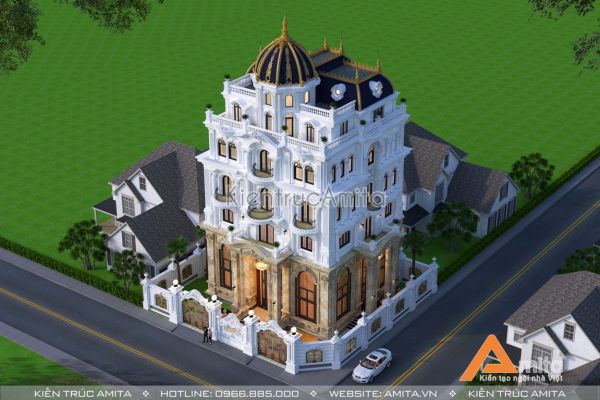 Thiết kế lâu đài phong cách Pháp (CĐT: Ông Sang - Bắc Kạn) BT72304