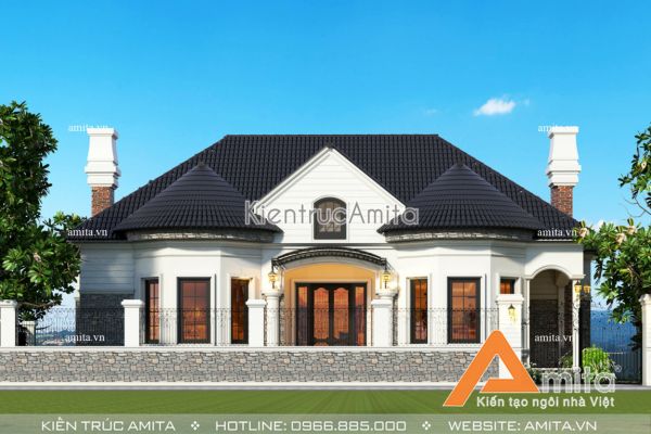 Mẫu biệt thự vườn 1 tầng phong cách châu Âu  BT11062