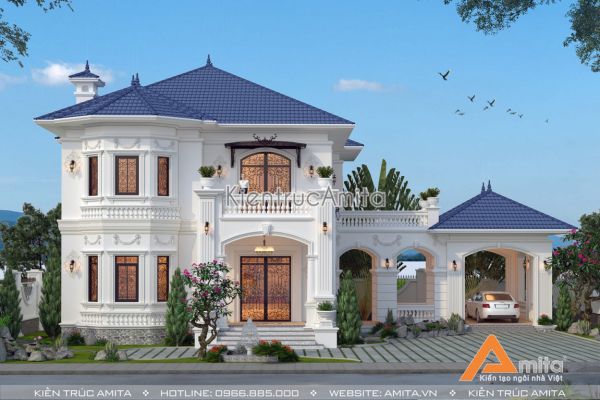 Thiết kế biệt thự kiểu Pháp 2 tầng đẹp (CĐT:Bà Thu - Vĩnh Long)BT22186