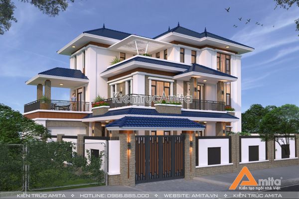 Mẫu biệt thự hiện đại mái Thái 3 tầng (CĐT:Ông Vinh - Hưng Yên)BT31163