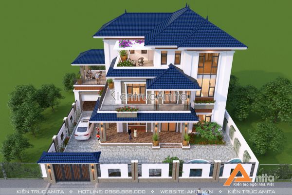 Mẫu biệt thự hiện đại mái Thái 3 tầng (CĐT:Ông Vinh - Hưng Yên)BT31163
