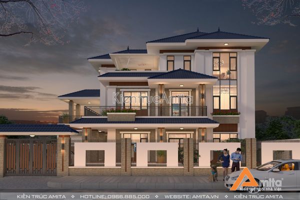 Mẫu biệt thự hiện đại mái Thái 3 tầng (CĐT:Ông Vinh - Hưng Yên)BT31163