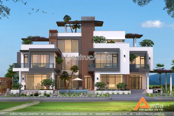 Mẫu biệt thự dinh thự 3 tầng kiến trúc hiện đại (CĐT: Ông Thắng - Thái Nguyên) BT31177