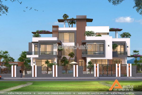 Mẫu biệt thự dinh thự 3 tầng kiến trúc hiện đại (CĐT: Ông Thắng - Thái Nguyên) BT31177