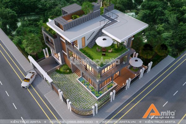 Thiết kế nhà biệt thự hiện đại đẹp khác biệt (CĐT: Ông Chung - Quảng Bình) BT31179