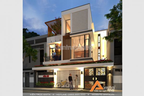 Ấn tượng trong thiết kế biệt thự phố 3 tầng đẹp hiện đại KT31066