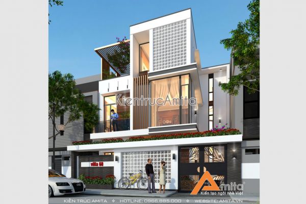 Ấn tượng trong thiết kế biệt thự phố 3 tầng đẹp hiện đại KT31066