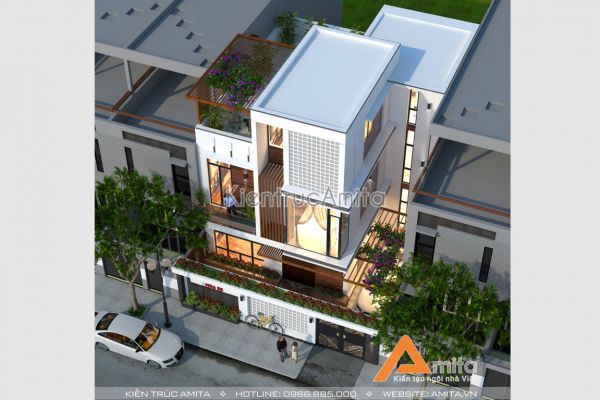 Ấn tượng trong thiết kế biệt thự phố 3 tầng đẹp hiện đại KT31066