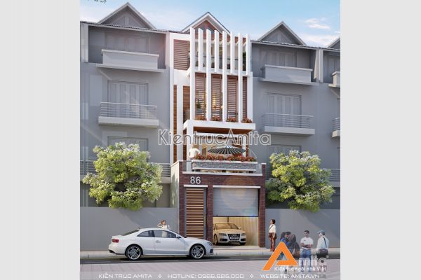 Giái pháp chống nóng trong nhà phố 4 tầng hướng tây tại Hà Nội KT41276