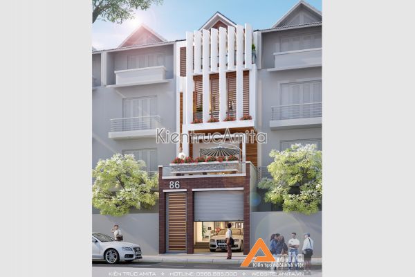 Giái pháp chống nóng trong nhà phố 4 tầng hướng tây tại Hà Nội KT41276