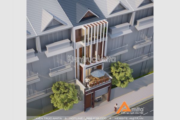 Giái pháp chống nóng trong nhà phố 4 tầng hướng tây tại Hà Nội KT41276