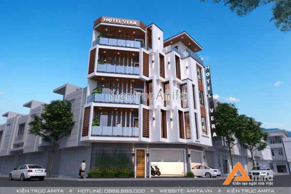 Thiết kế khách sạn hiện đại 5 tầng tại Nha Trang KT51299