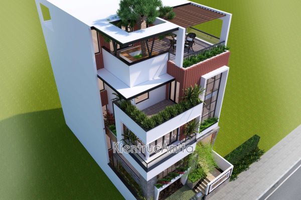 Mẫu nhà phố 5 tầng kết hợp văn phòng phong cách hiện đại KT51310