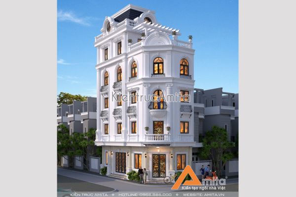 Mẫu nhà phố 5 tầng phong cách Châu Âu (CĐT: Ông Phú-Vĩnh Phúc) KT52197