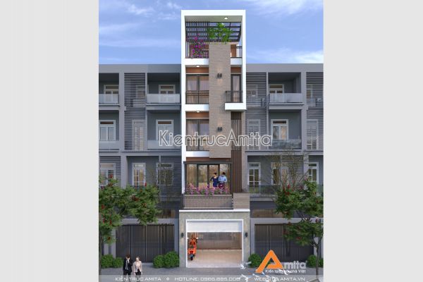 Thiết kế nhà ống mặt tiền 4,5m ( CĐT: Bà Hằng - Thái Nguyên) KT52204