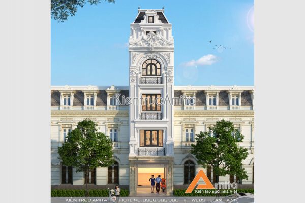 Thiết kế nhà phố 5 tầng tân cổ điển đẹp tại Hà Nội KT52291
