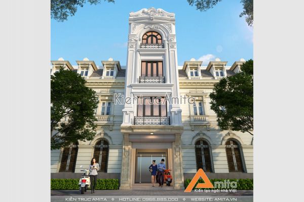 Thiết kế nhà phố 5 tầng tân cổ điển đẹp tại Hà Nội KT52291