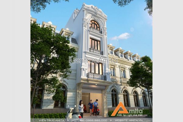 Thiết kế nhà phố 5 tầng tân cổ điển đẹp tại Hà Nội KT52291
