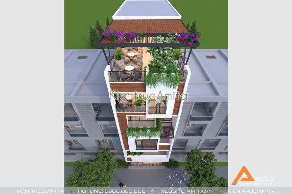 Thiết kế nhà ống mặt tiền 6m (CĐT: ông Văn - Thái Bình) KT61094