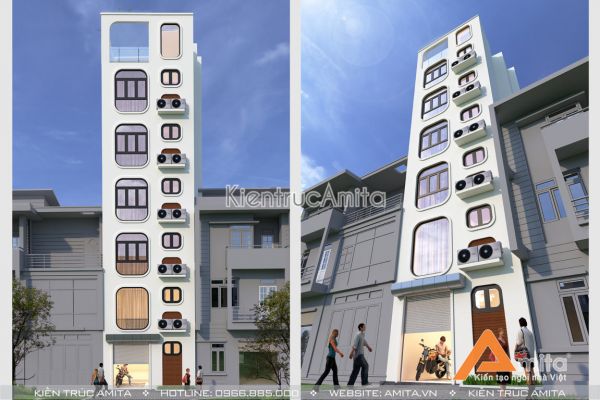 Thiết kế nhà ống 7 tầng hiện đại (CĐT: Ông Quyết - Hà Nội) KT61216