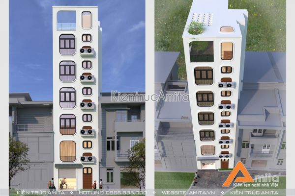 Thiết kế nhà ống 7 tầng hiện đại (CĐT: Ông Quyết - Hà Nội) KT61216