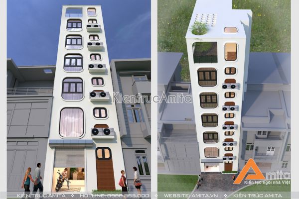 Thiết kế nhà ống 7 tầng hiện đại (CĐT: Ông Quyết - Hà Nội) KT61216
