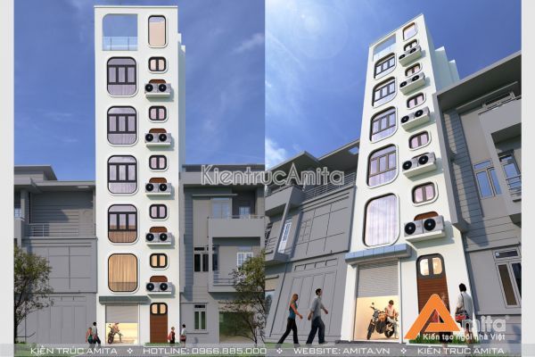 Thiết kế nhà ống 7 tầng hiện đại (CĐT: Ông Quyết - Hà Nội) KT61216
