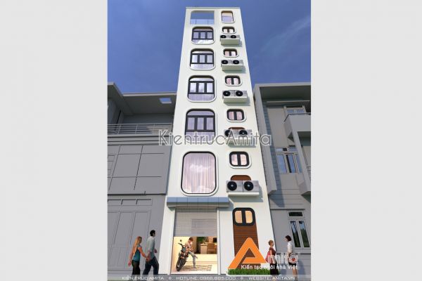 Thiết kế nhà ống 7 tầng hiện đại (CĐT: Ông Quyết - Hà Nội) KT61216