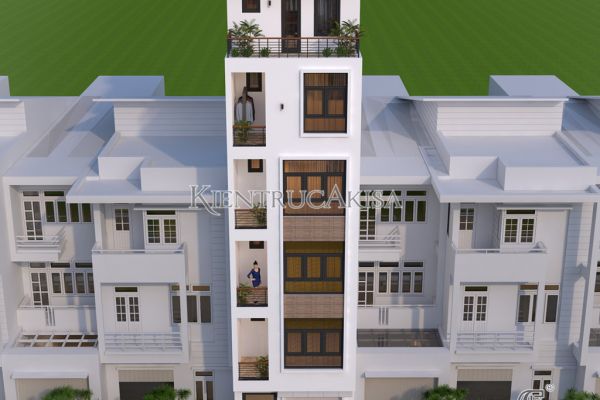 Thiết kế nhà phố hiện đại 6 tầng 2 mặt tiền tại Hà Nội KT61345 