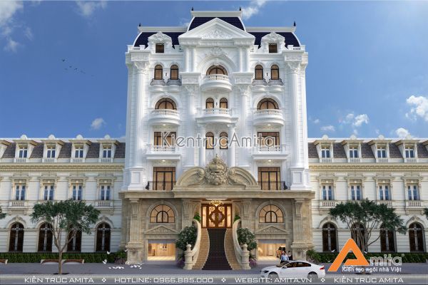 Mẫu nhà phố kết hợp văn phòng phong cách Pháp KT72200