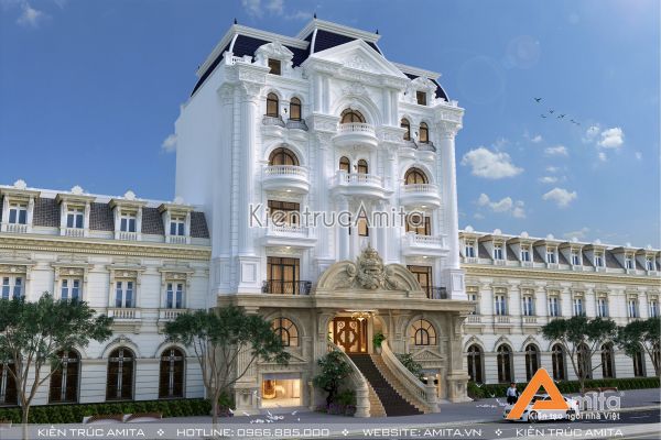 Mẫu nhà phố kết hợp văn phòng phong cách Pháp KT72200