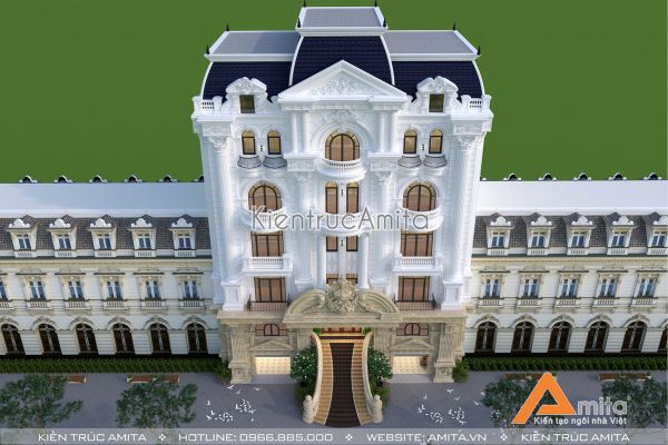 Mẫu nhà phố kết hợp văn phòng phong cách Pháp KT72200