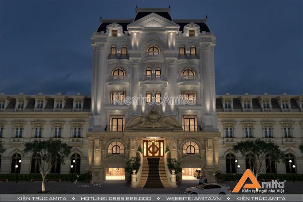 Mẫu nhà phố kết hợp văn phòng phong cách Pháp KT72200