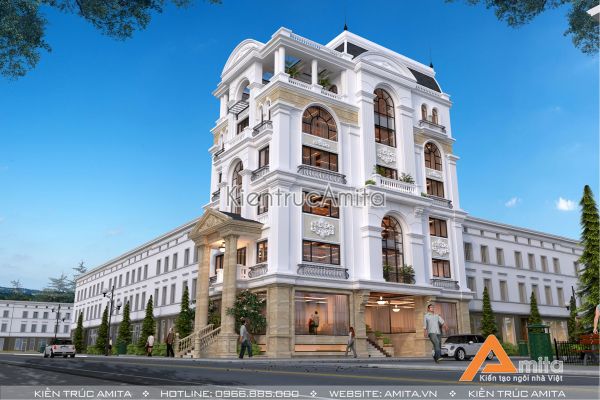 Mẫu nhà phố kết hợp văn phòng cho thuê phong cách Pháp KT72272