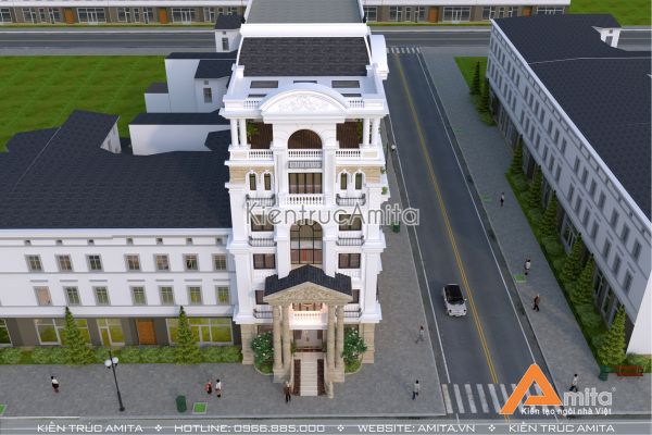 Mẫu nhà phố kết hợp văn phòng cho thuê phong cách Pháp KT72272