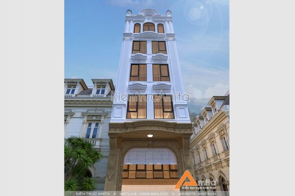 Thiết kế nhà phố tân cổ điển kết hợp kinh doanh KT82117