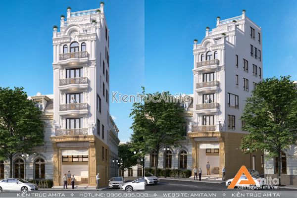 Thiết kế nhà phố tân cổ điển có thang máy tiện nghi sang trọng KT82268