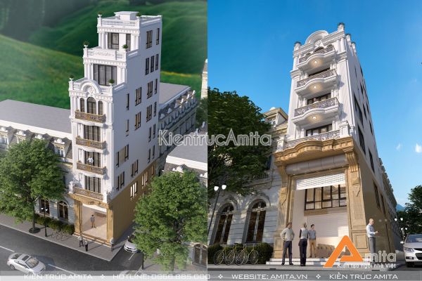 Thiết kế nhà phố tân cổ điển có thang máy tiện nghi sang trọng KT82268