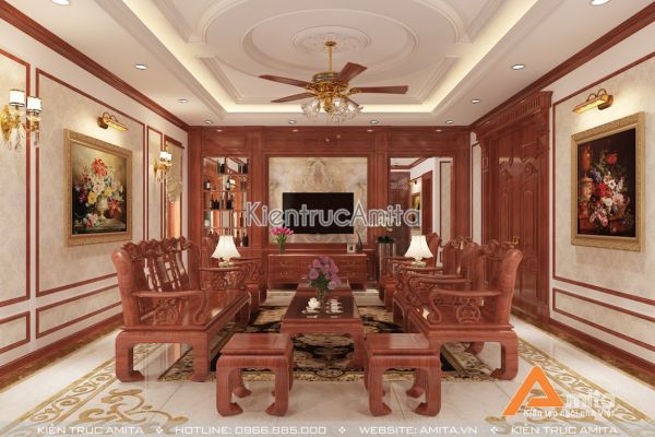 Mẫu nội thất biệt thự tân cổ điển kết hợp hiện đại đẹp hoàn mỹ NT12031