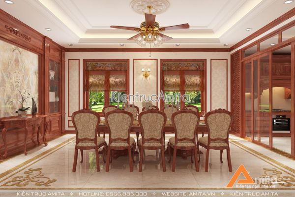 Mẫu nội thất biệt thự tân cổ điển kết hợp hiện đại đẹp hoàn mỹ NT12031